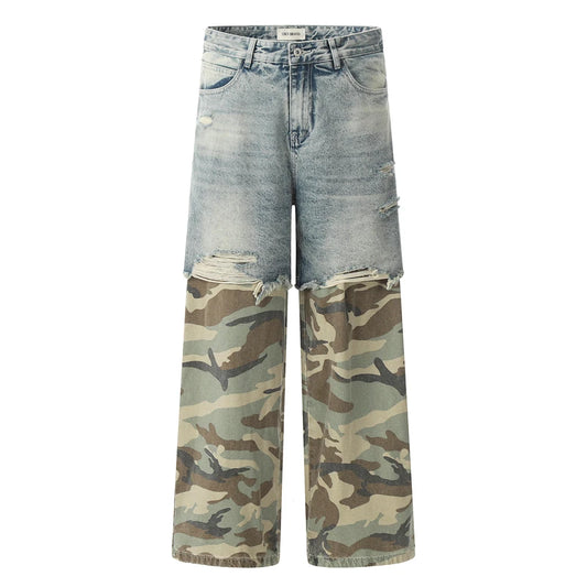 DISTRESSED CAMO DENIM