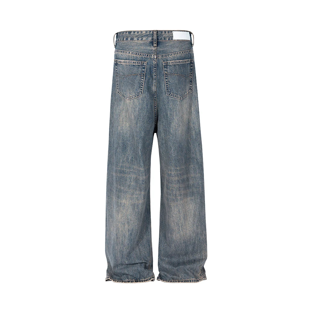 Y2k High Street Washed Blue Baggy Jeans for Men Straight Ropa Hombre Wide Leg Casual Denim Trousers Oversize Loose Cargo Pants - FAITH IS WAR