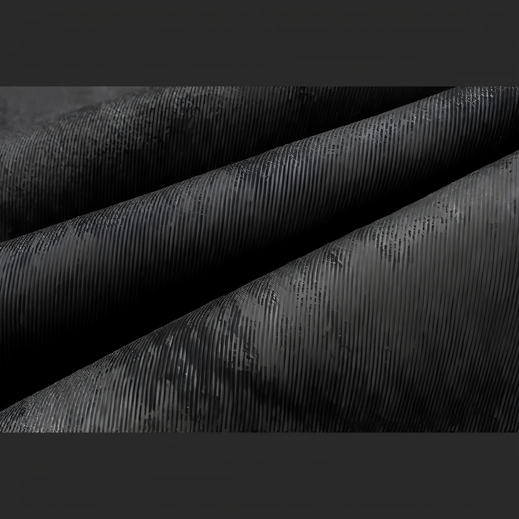 Macro shot black tonal camo denim fabric weave and ribbed texture